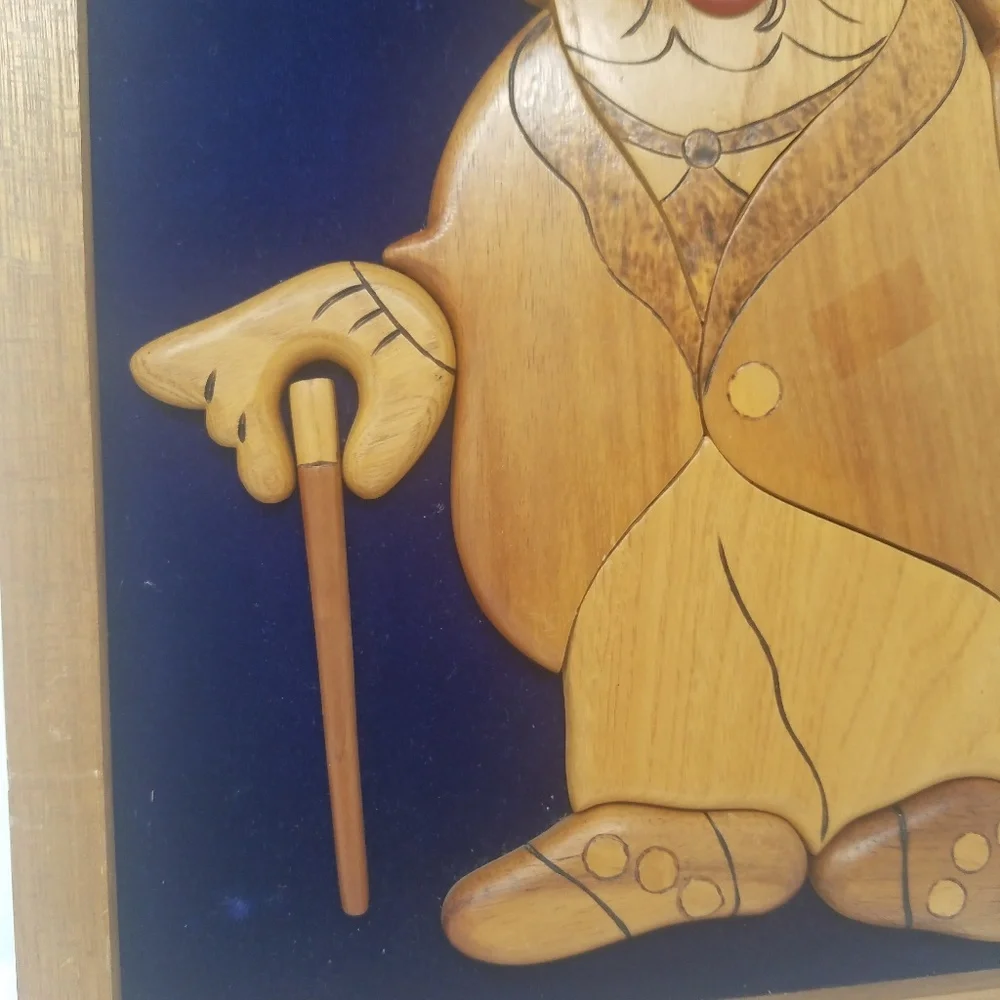 Vtg mosaic design wood art‎ picture wall hanging decor cottagecore farmhouse